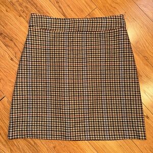 J. Crew Factory Houndstooth Pencil Skirt Black Brown Red Size 2 XS